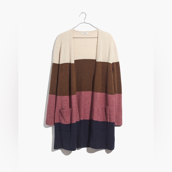 Madewell Wool And Alpaca Blend Color block Duster Cardigan - Picture 3 of 11